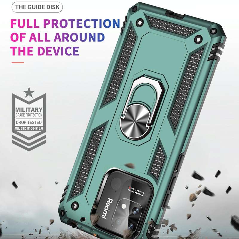 For Xiaomi Redmi 10C Shockproof TPU + PC Phone Case with 360 Degree Rotating Holder(Green)