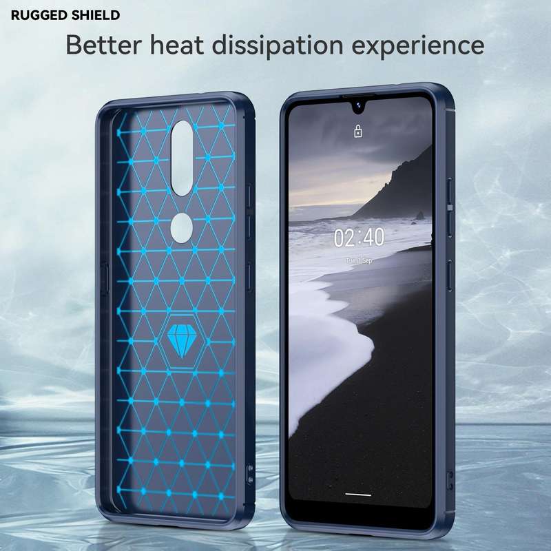 For Nokia 2.4 Brushed Texture Carbon Fiber TPU Phone Case(Blue)