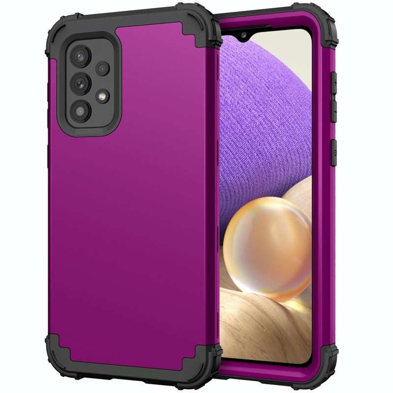 For Samsung Galaxy A73 5G PC + Silicone Phone Case(Dark Purple+Black)