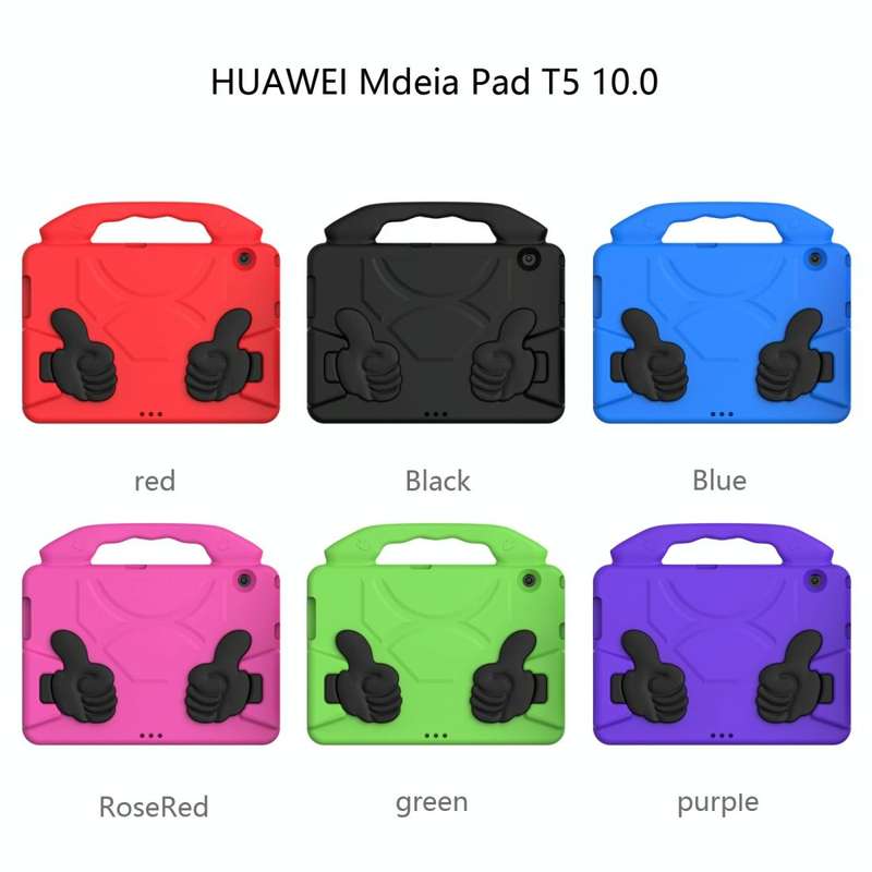 For Huawei MediaPad T5 10.1 inch EVA Children Falling Proof Flat Protective Shell With Thumb Brac...