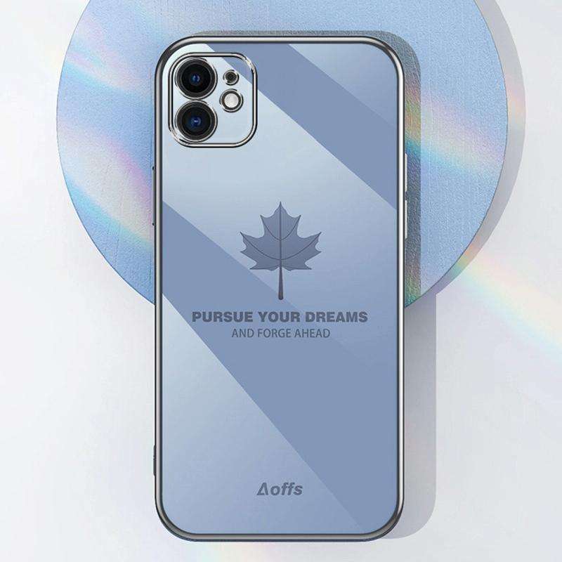 For Samsung Galaxy S23 Ultra 5G 9D Plating Maple Leaf Silicone Phone Case with Strap(Smoke Purple)