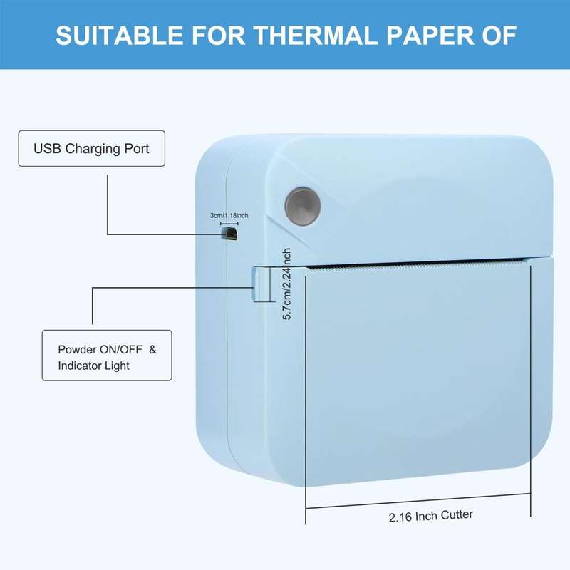 C17 Bluetooth Pocket Mini Label Printer Inkless Thermal Printer Wireless Photo Printer(White)