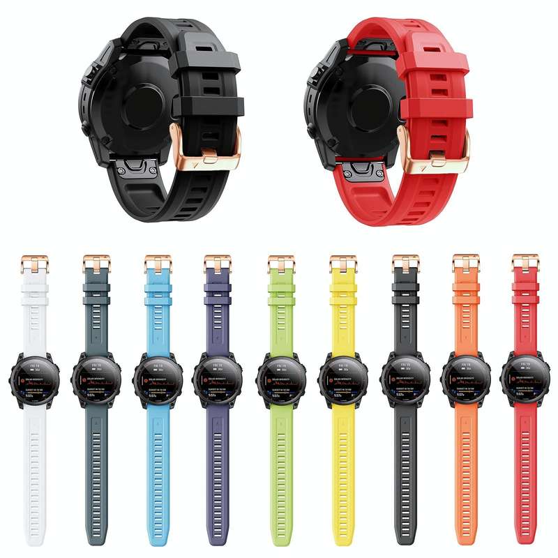 For Garmin Fenix 7S 20mm Rose Gold Buckle Silicone Watch Band(Orange)