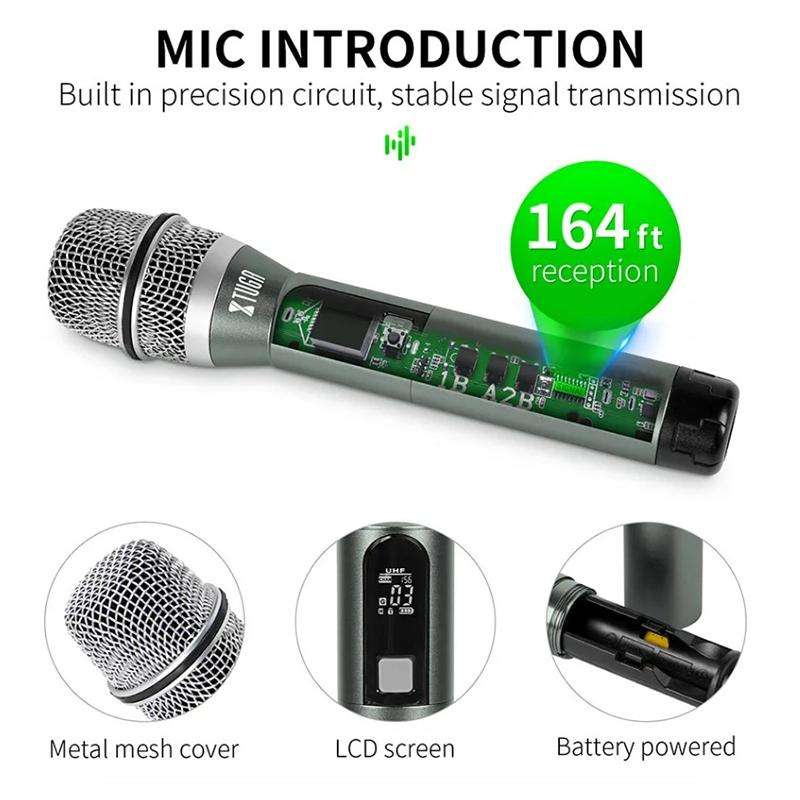 XTUGA U-F4600 Professional 4-Channel UHF Wireless Microphone System with 4 Handheld Microphone(AU...
