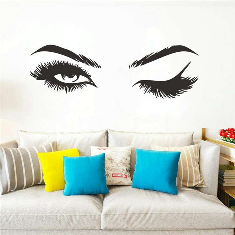 2 PCS/Set Makeup Shop Beauty Studio Decoration Personality Eyebrow Wall Sticker, Size:57x19cm(Black)