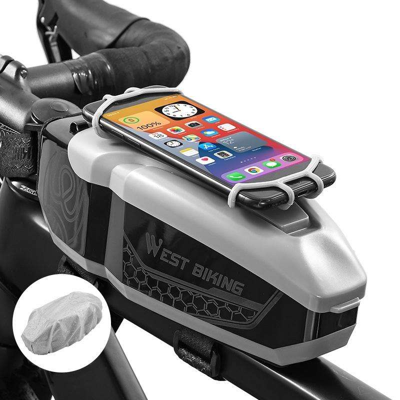 WEST BIKING Bicycle Front Beam Top Tube Bag Mountain Road Bike Waterproof Riding Equipment(Dark Ash)