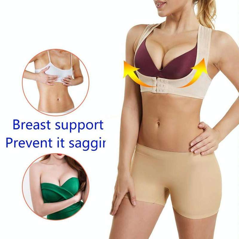 Women Ultrathin Kyphosis Correction Shoulder Support Tight-fitting Orthopedic Belt, Size:L(Flesh ...