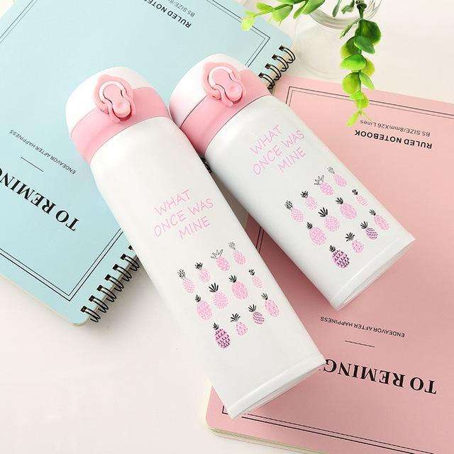 Flamingo Pattern Bouncing Vacuum Flask Mug Travel Stainless Steel Thermos Cup, Capacity:350ml(Pin...
