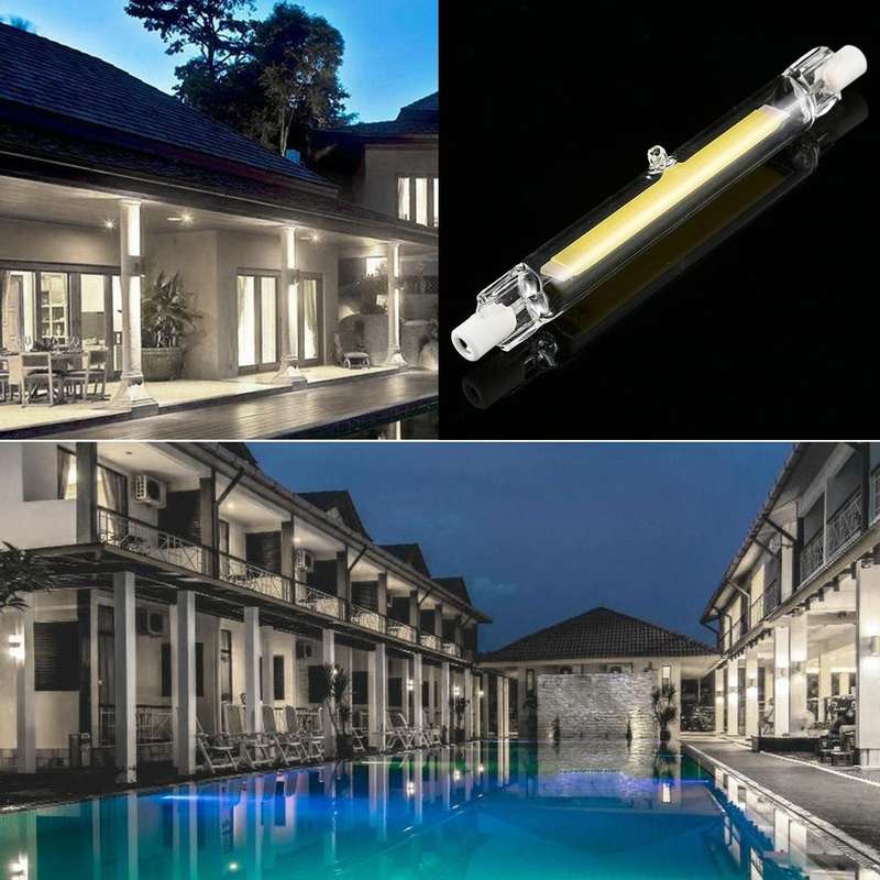 R7S 110V 13W 118mm COB LED Bulb Glass Tube Replacement Halogen Lamp Spot Light(6000K White Light)