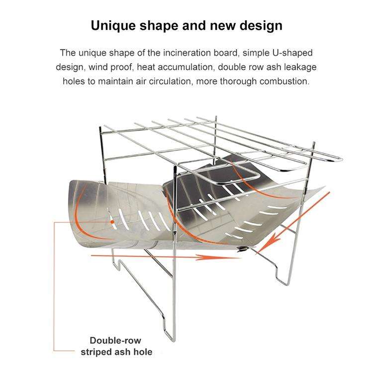 Outdoor Camp Portable Folding Stainless Steel Barbecue Charcoal Grill + Wire Mesh & Base Plate (S...