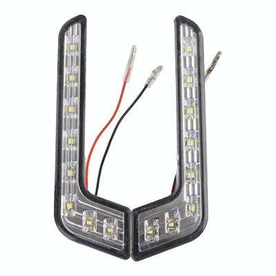 Universal White 8 LED Daytime Running Light for Car (Black)