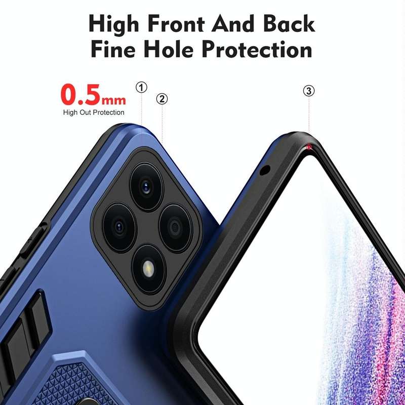 For Honor X8a 2023 Variety Brave Armor Finger Loop Holder Phone Case(Blue)