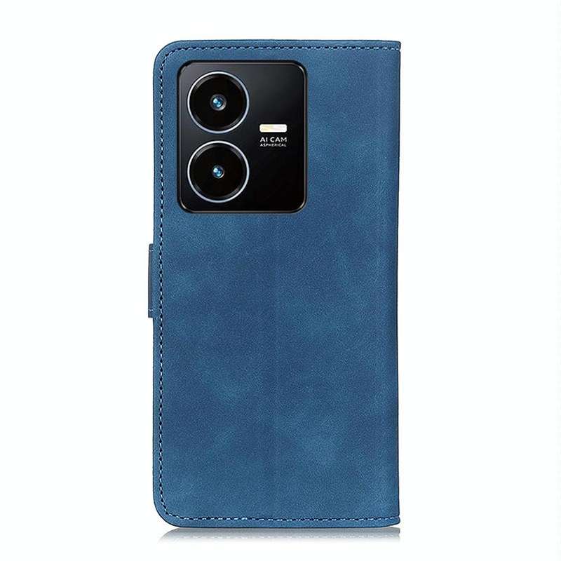 For vivo Y35 4G / Y22s KHAZNEH Retro Texture PU + TPU Horizontal Flip Leather Case(Blue)