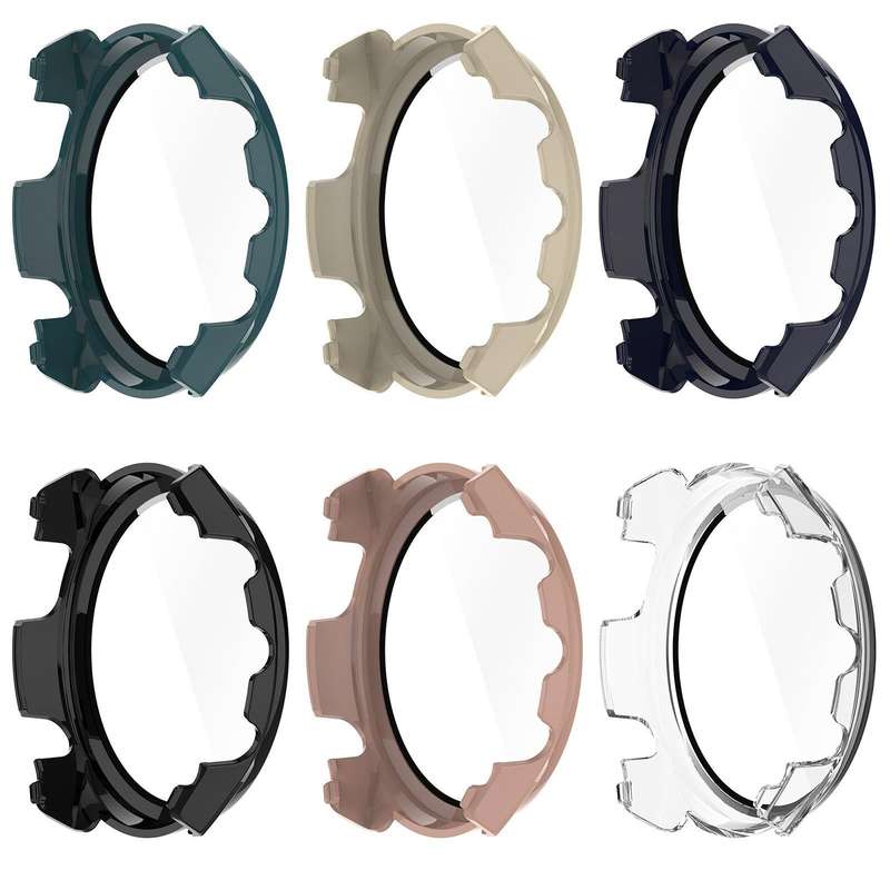 For Garmin Forerunner 965 PC + Toughened Film Integrated Watch Protective Case(Transparent)