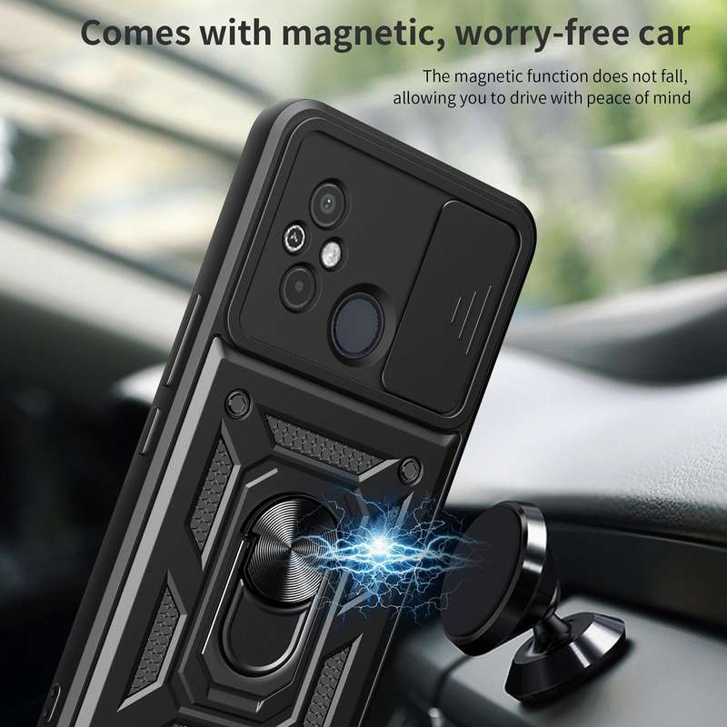 For Xiaomi Redmi 12 4G Sliding Camera Cover Design TPU Hybrid PC Phone Case(Silver)