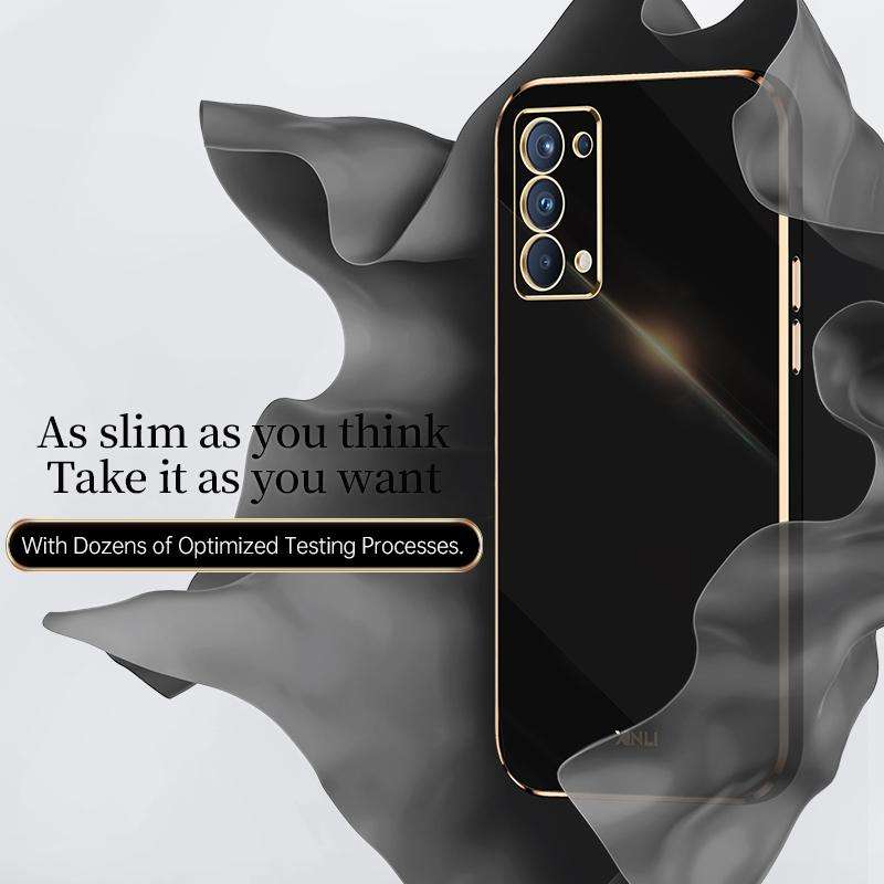 For OPPO Reno5 4G XINLI Straight 6D Plating Gold Edge TPU Shockproof Case(Celestial Blue)