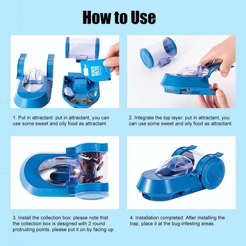 Cockroaches Capture Device Non-Toxic Campaign Catcher Kitchen Toilet Cockroach House(Blue)