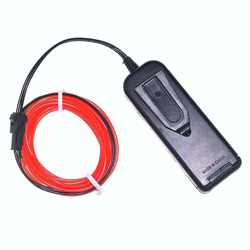 YouOKLight Neon EL Cold Round Flexible Strip Light with 3V Battery Box for Dance Party Car Decora...