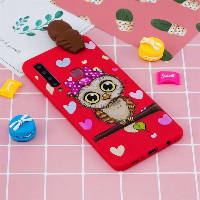 For Galaxy A9 (2018) Shockproof Cartoon TPU Protective Case(Red Owl)