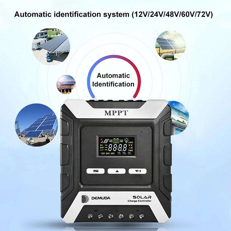 MPPT Solar Controller 12V / 24V / 48V Automatic Identification Charging Controller with Dual USB ...