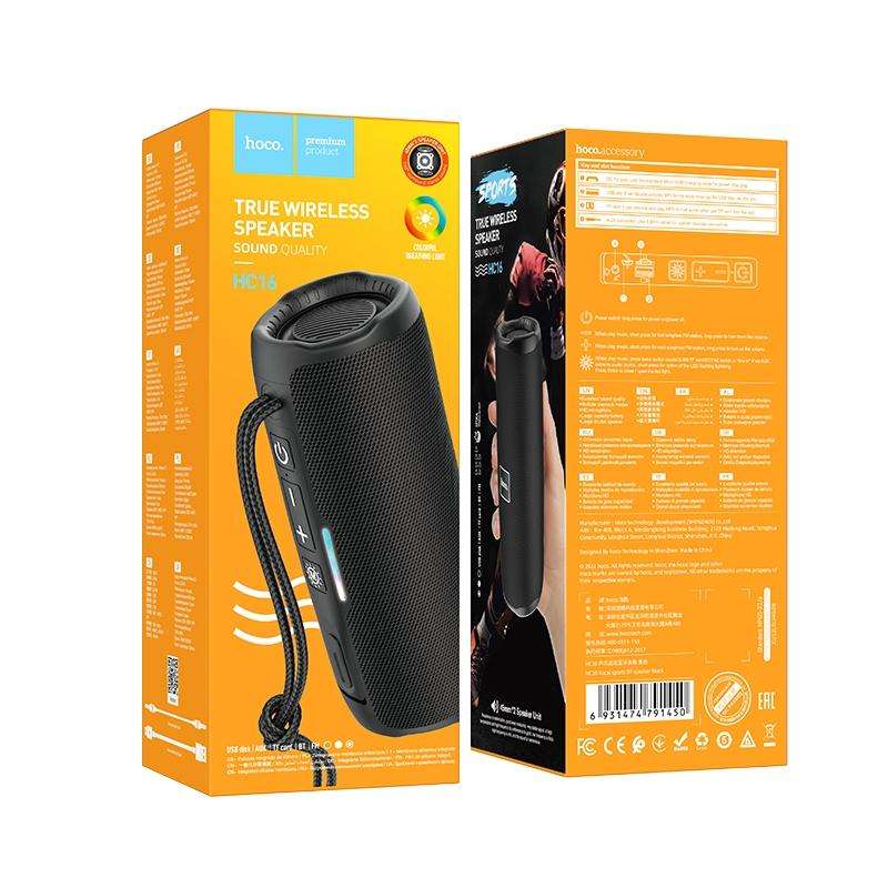 hoco HC16 Vocal Outdoor Bluetooth 5.3 Speaker Support TF Card / AUX / FM(Black)