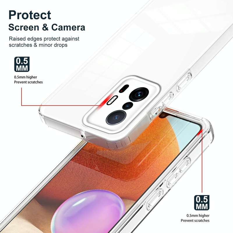 For Xiaomi 11T Pro 3 in 1 Clear TPU Color PC Frame Phone Case(White)