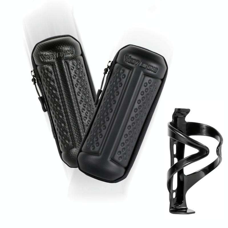 WEST BIKING 1.2L Bicycle EVA Hard Shell Water Bottle Bag With Bottle Cage(Rack+A Black Bag)