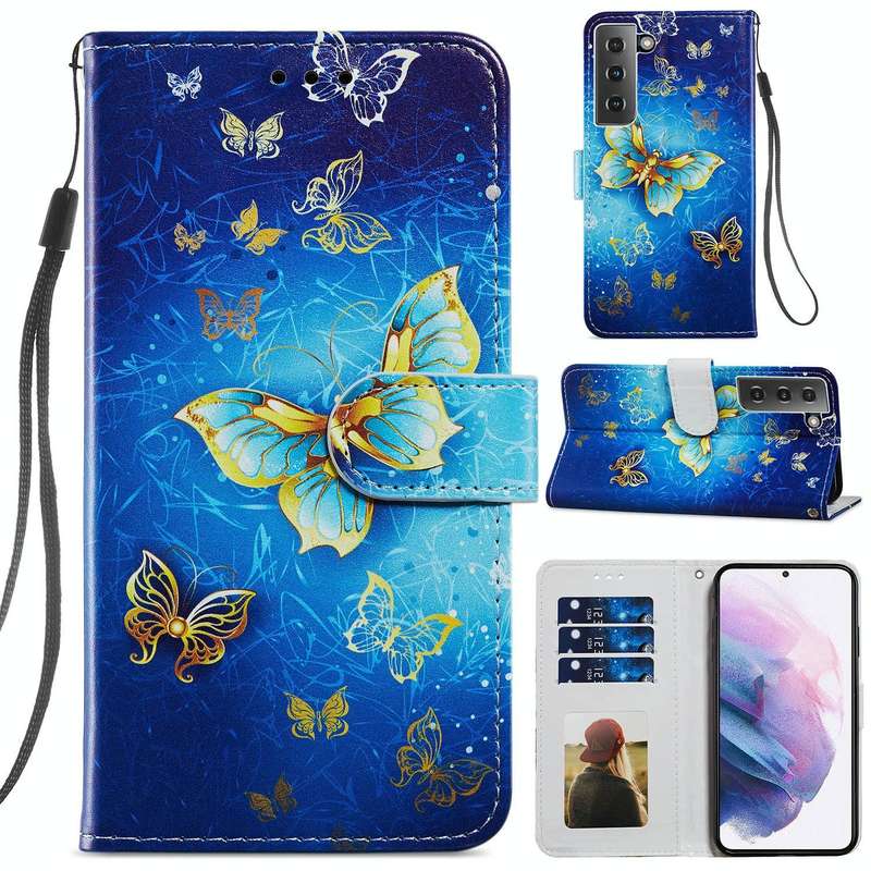 For Samsung Galaxy S21 5G Painted Pattern Horizontal Flip Leather Case with Holder & Card Slots &...