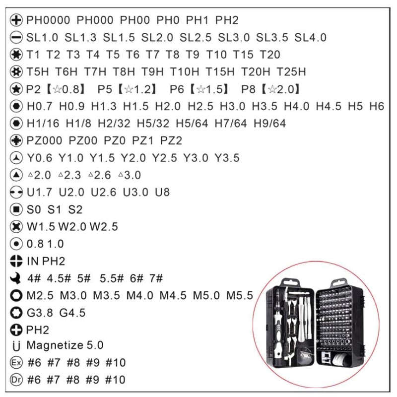 135 in 1 DIY Mobile Phone Disassembly Tool Clock Repair Multi-function Tool Screwdriver Set(Black...