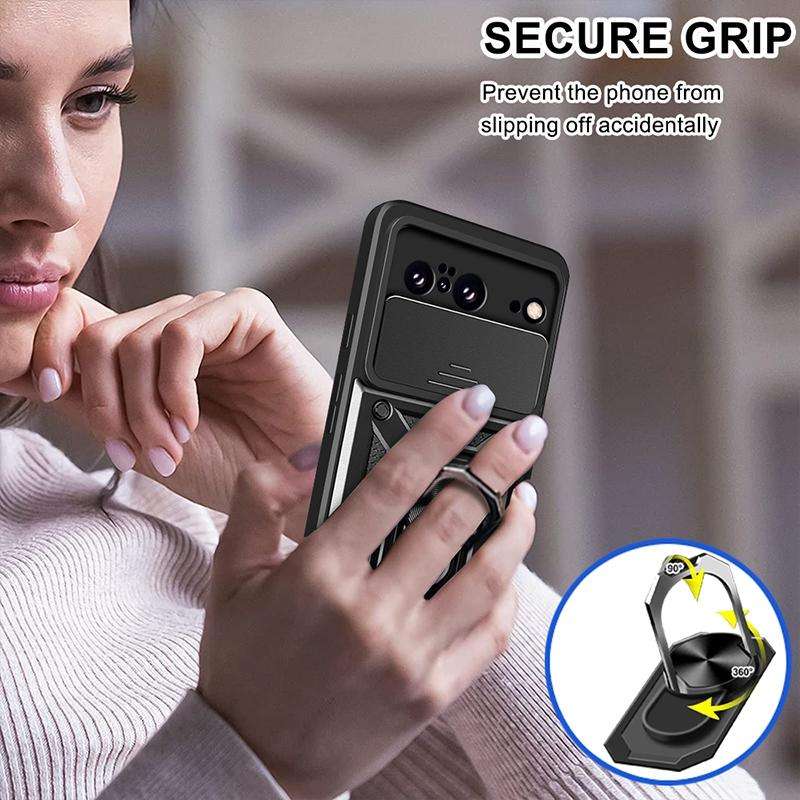 For Google Pixel 8 Pro 5G Sliding Camera Cover Design TPU Hybrid PC Phone Case(Black)