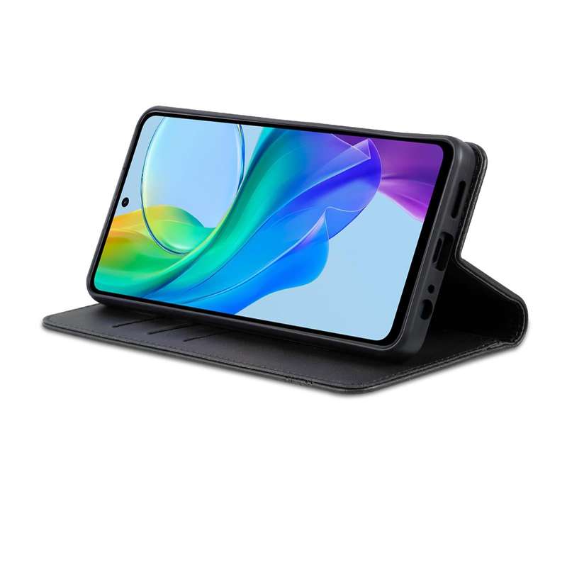 For vivo Y36 Global AZNS Magnetic Calf Texture Leather Phone Case(Black)