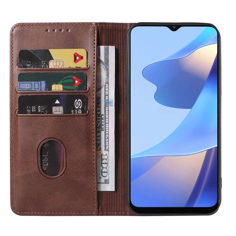 For OPPO A16s Magnetic Closure Leather Phone Case(Brown)