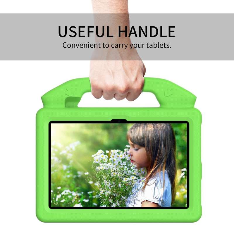 For Amazon Kindle Fire 7 2022 Children EVA Shockproof Tablet Case with Thumb Bracket(Green)