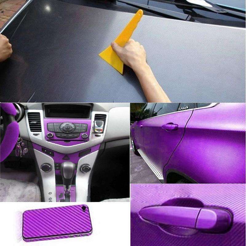 Car Decorative 3D Carbon Fiber PVC Sticker, Size: 152cm x 50cm(Purple)