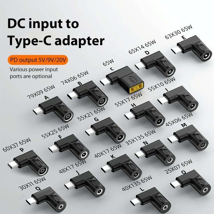 For Lenovo Square Port 65W DC Input to USB-C / Type-C PD Power Adapter