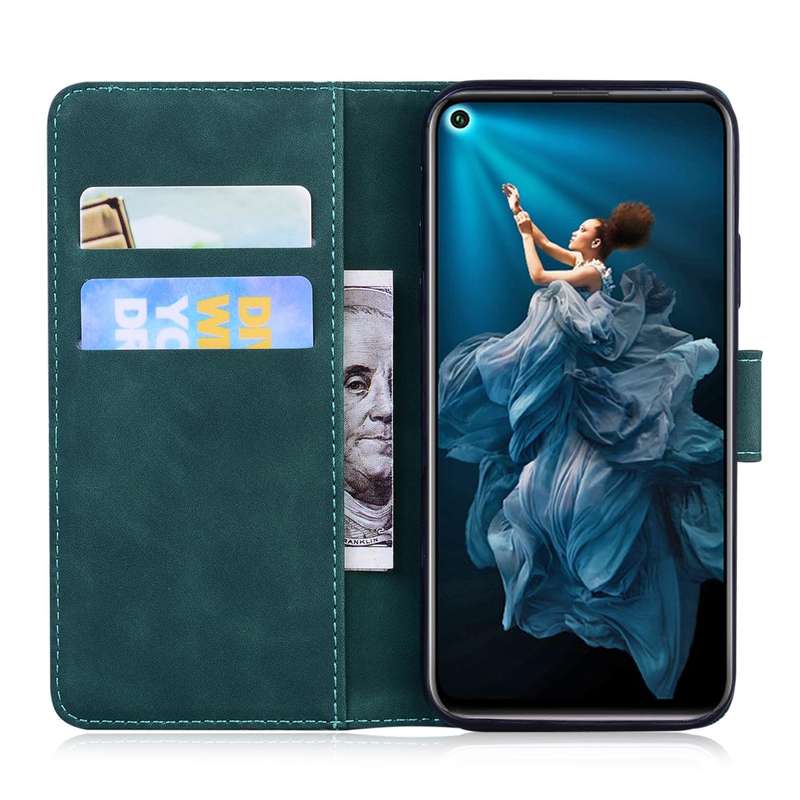 For Huawei nova 5T / Honor 20 Skin Feel Pure Color Flip Leather Phone Case(Green)