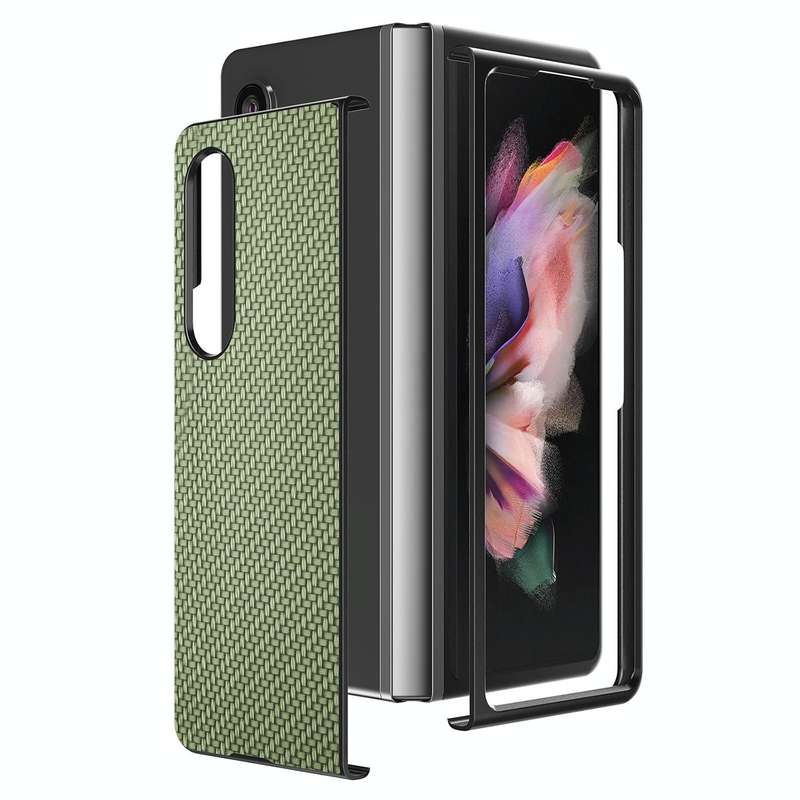 For Samsung Galaxy Z Fold3 5G Cross Pattern Slim PC Protective Case(Green)