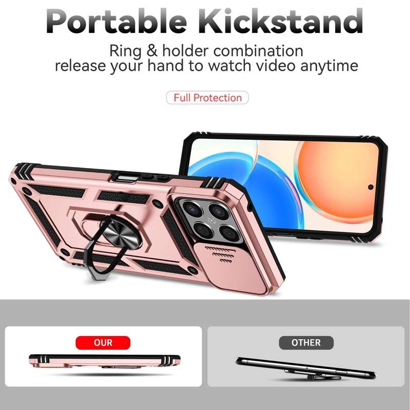 For Honor X8 Sliding Camshield Holder Phone Case(Rose Gold)