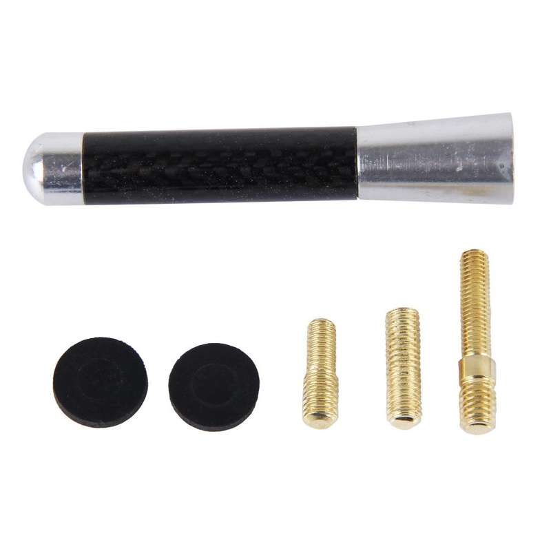 Carbon Fiber Aluminum Short Antenna Polished Universal Screws Base(Medium Size) (Silver)