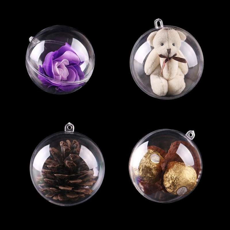 5 PCS Transparent Christmas Ball Hollow Plastic Sphere Ball Shaped Eternal Flower Ball Wedding Gi...