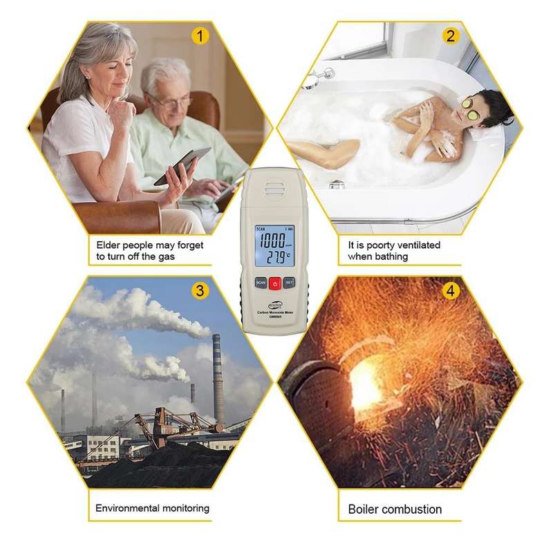 BENETECH GM8805 LCD Display Handheld Carbon Monoxide CO Monitor Detector Meter Tester, Measure Ra...