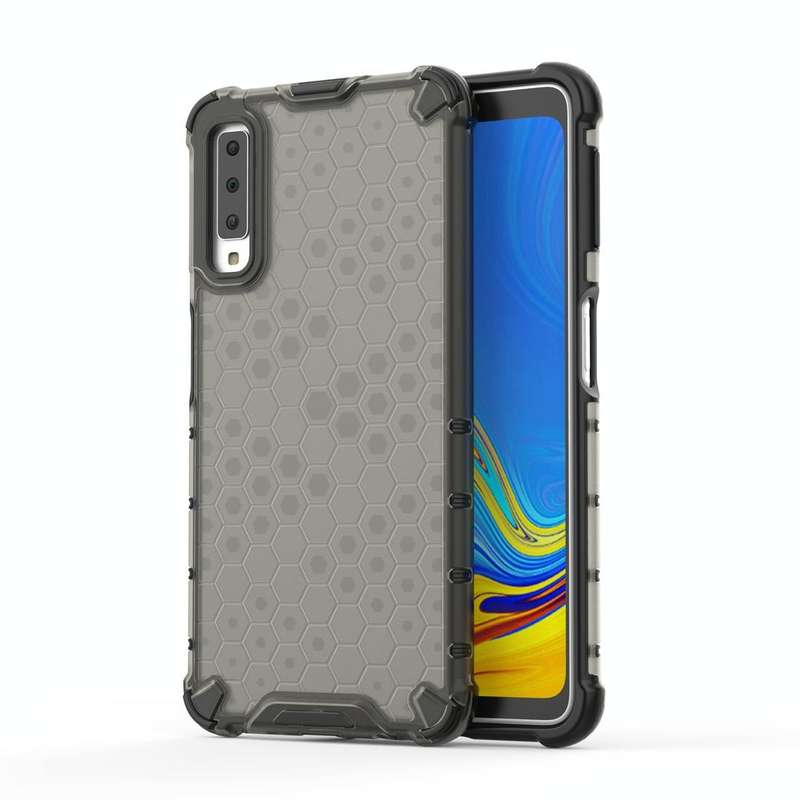 Shockproof Honeycomb PC + TPU Case for Galaxy A7 (2018) (Black)