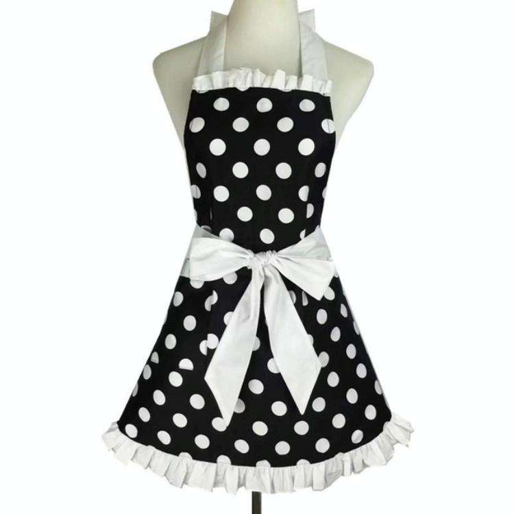 Cotton Dot Overalls Apron(White)