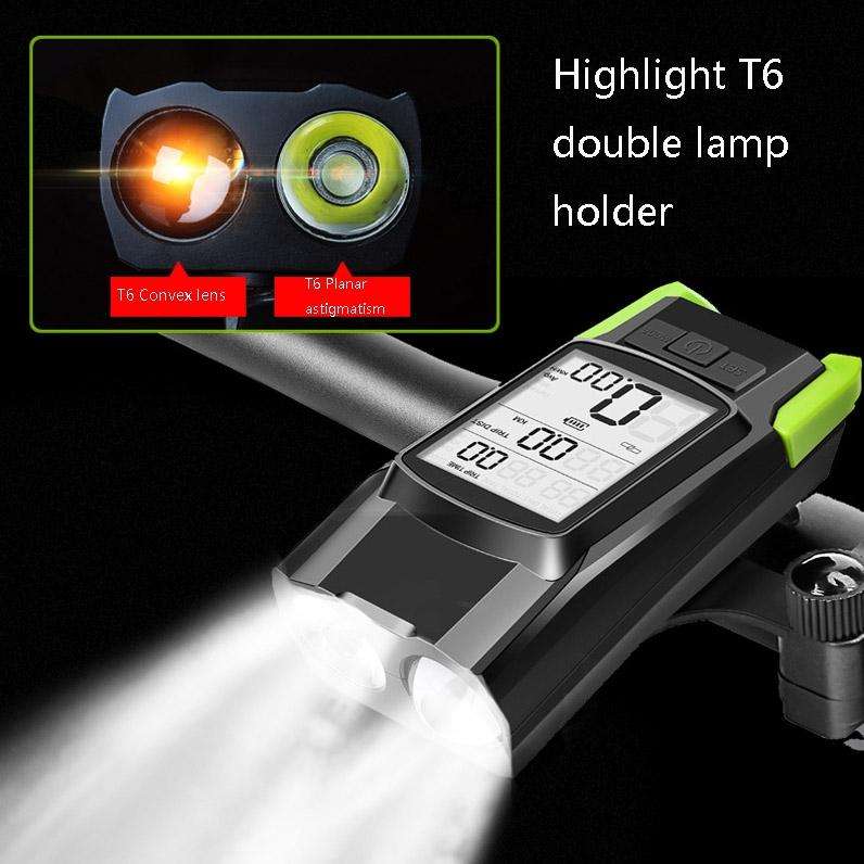 3 In 1 Wireless Bicycle Code Meter Lamp Strong Light Front Light, Colour: Black