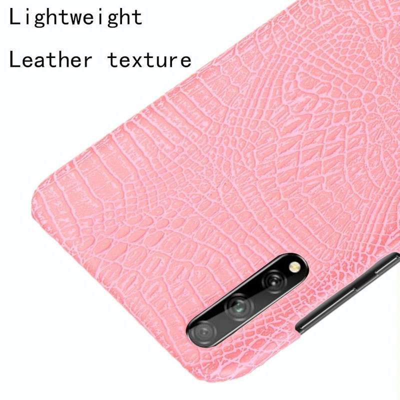 For Huawei P Smart S Shockproof Crocodile Texture PC + PU Case(Pink)