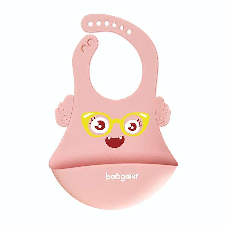 Waterproof Baby Silicone Bibs Kids Feeding Bandana (Pink)