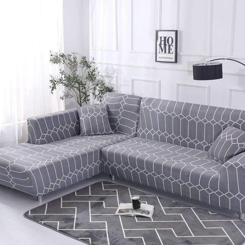 Fabric High Elastic All Inclusive Lazy Sofa Cover, Size: 4 Persons(Blog F)