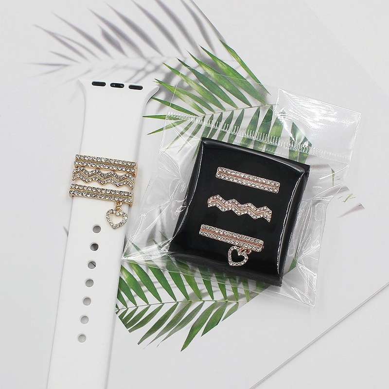 3pcs/set Smart Watch Silicone Strap Buckle Decoration Ring(Rose Gold)