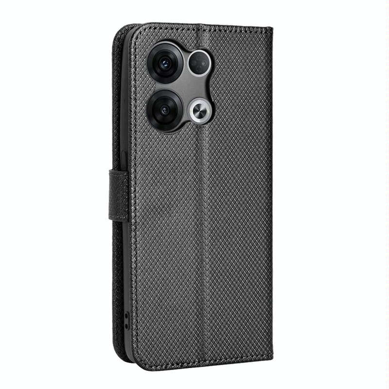 For OPPO Reno8 Pro Diamond Texture Leather Phone Case(Black)