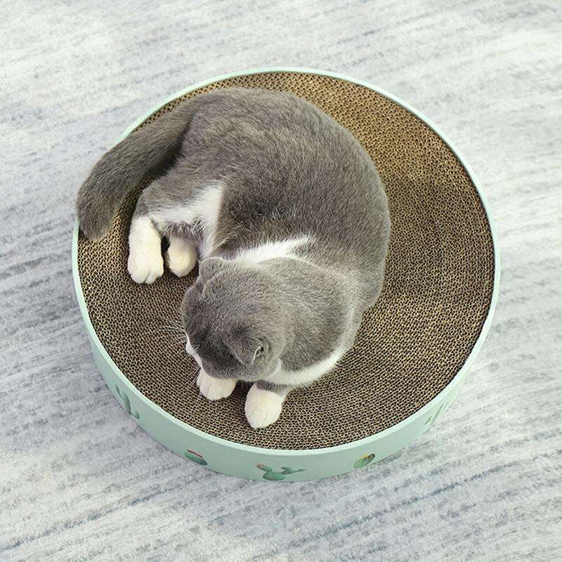 Round Corrugated Cat Scratcher Claw Sharpener Toy Bed, Colour: Pink 32x32x6cm